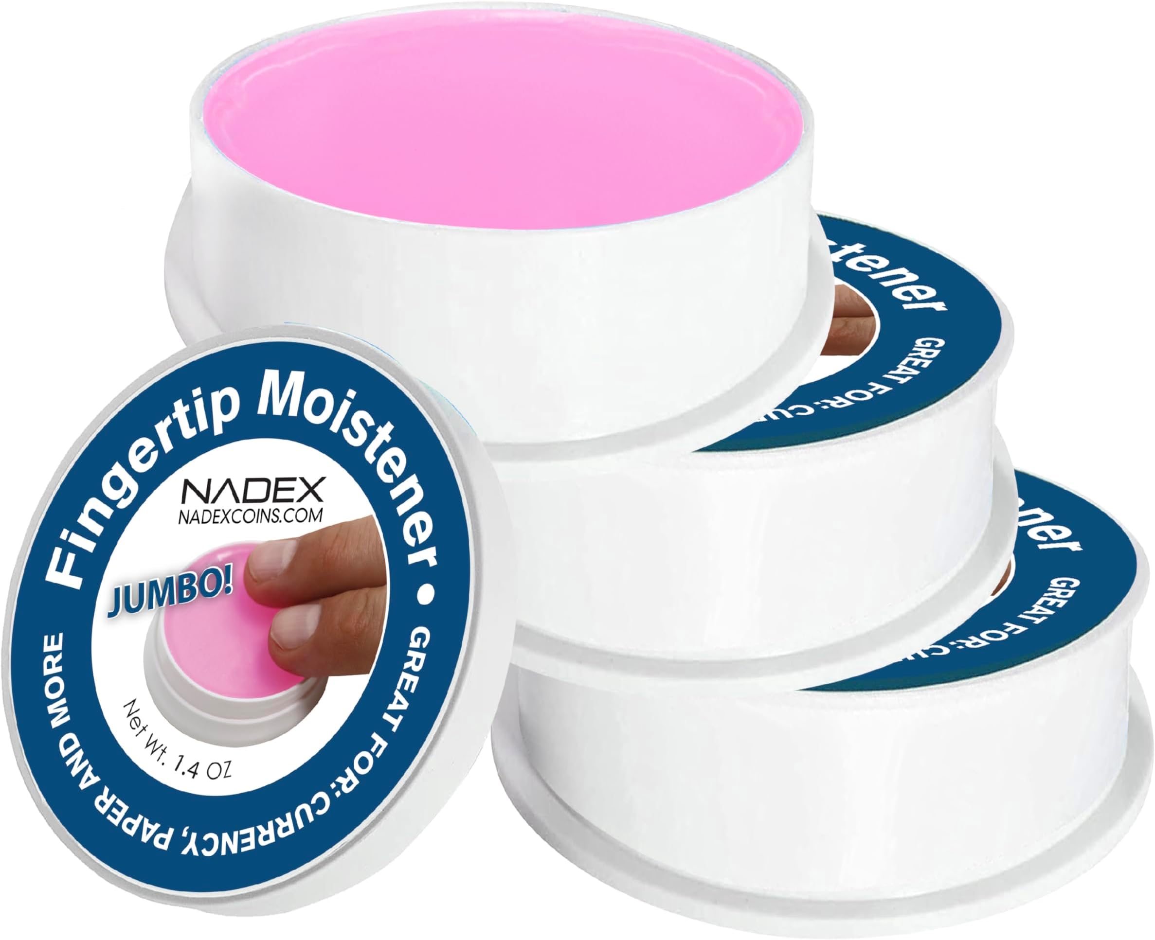 NadexJumbo 1.41 Oz Pack Fingertip Moistener Pads, 3 Pack - Non-Slip Counting Cash Bills Separating Documents - Finger Moisturizer Non-Toxic Greaseless Odorless Pad for Office/Home