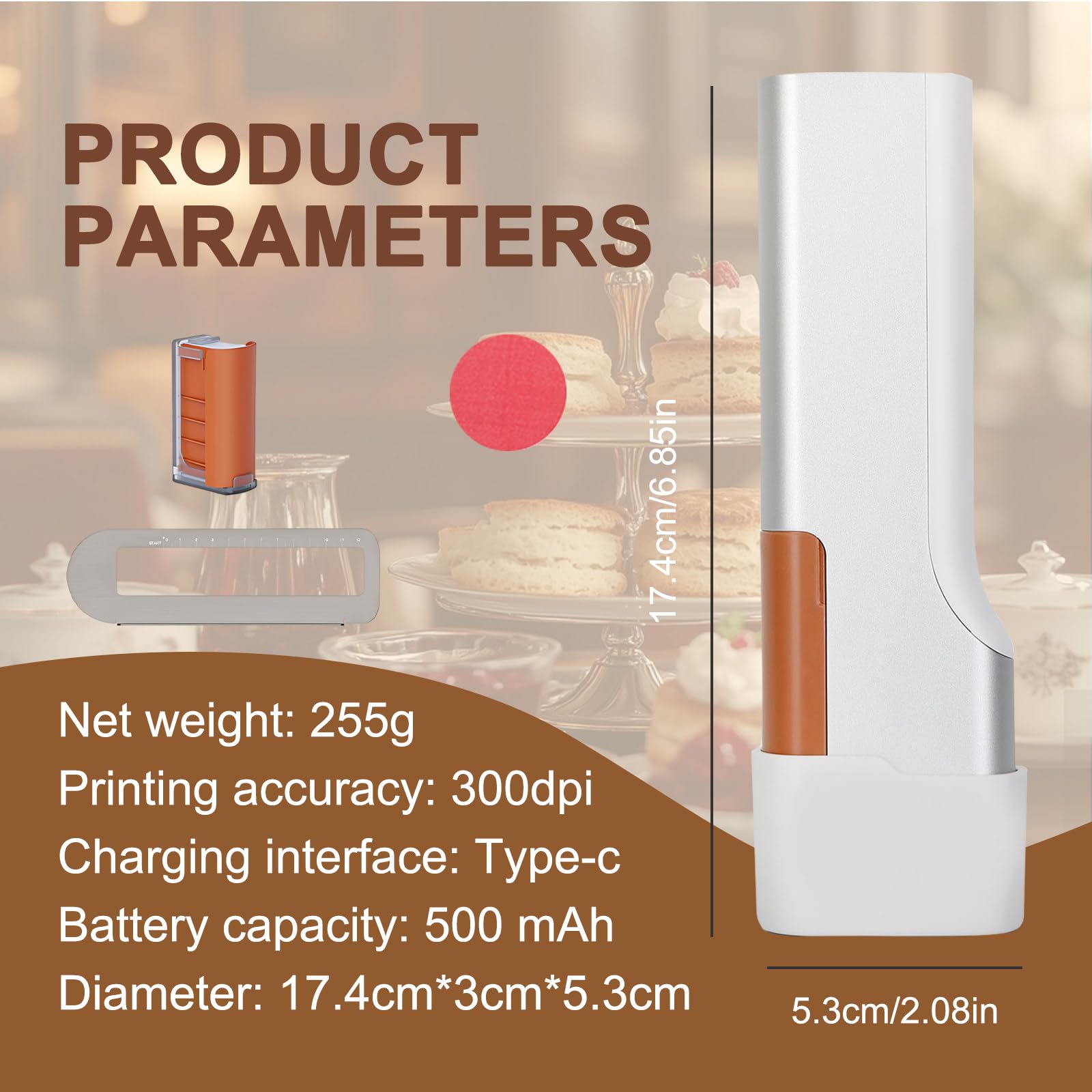 Impresora Bluetooth De Alimentos Comestibles For Pasteles Y Galletas, Cartucho De Tinta De Uso 7000 Veces Compatible Con Café Cerveza Cócteles Y Galletas Macarrones(Red)