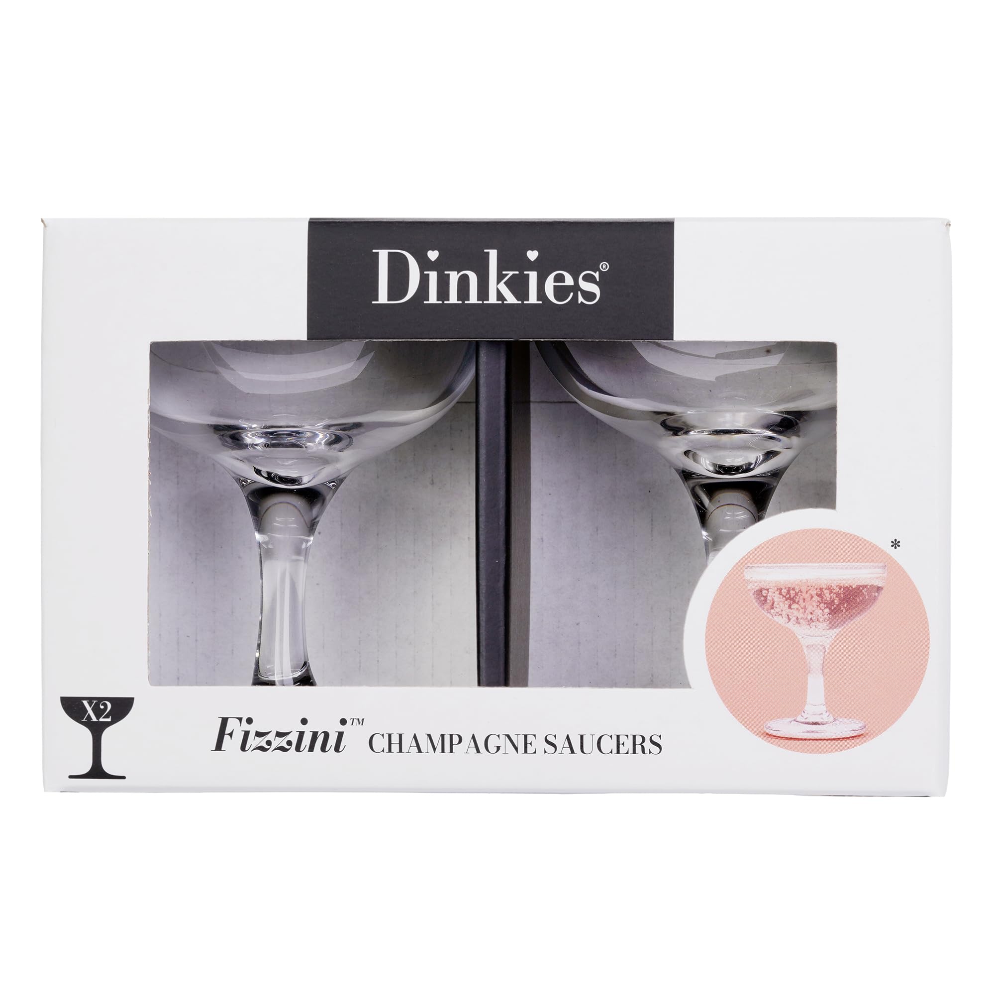 Blue Tree Dinkies Glassware – The Fizzini, 2x85ml Champagne Saucer Mini Glasses Gifts