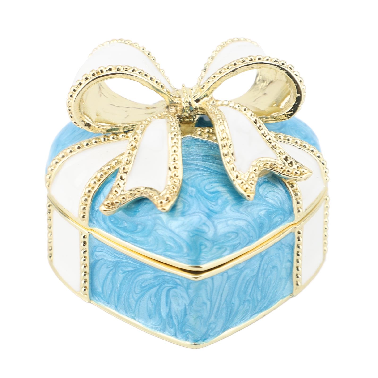 Muiltvoe Heart Bow Knot Jewelry Trinket Box Vintage Enamel Jewelry Box Organizer Decorative Ornament Craft Gifts (Red)