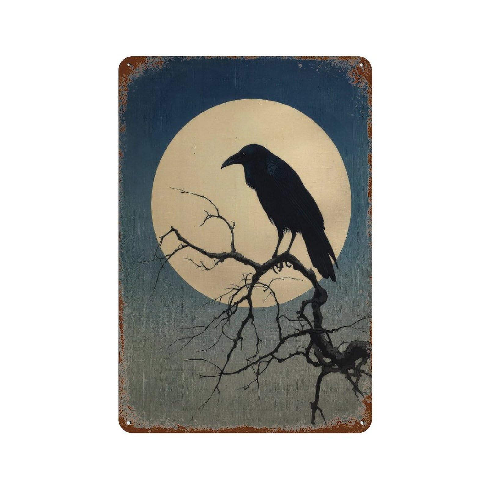 xiaoxiaoshen Raven On Branch. Japanese Ukiyo Wall Decor Art Metal Tin Poster Modern Home Decor Art Home Bar Shop Decorations Vintage Sign 30x20cm