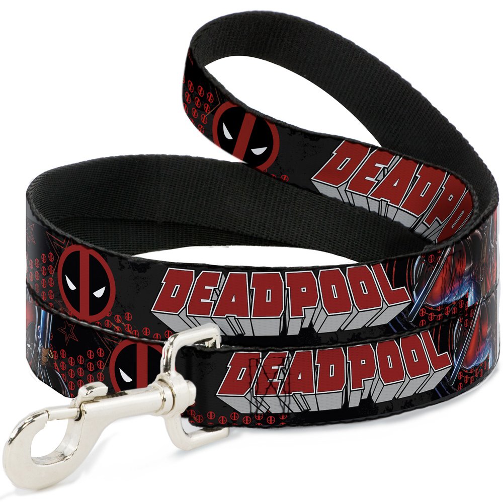 Buckle Down "Deadpool/Action Pose/Logo Pet Leash, 6' x 1.5" โ image 1