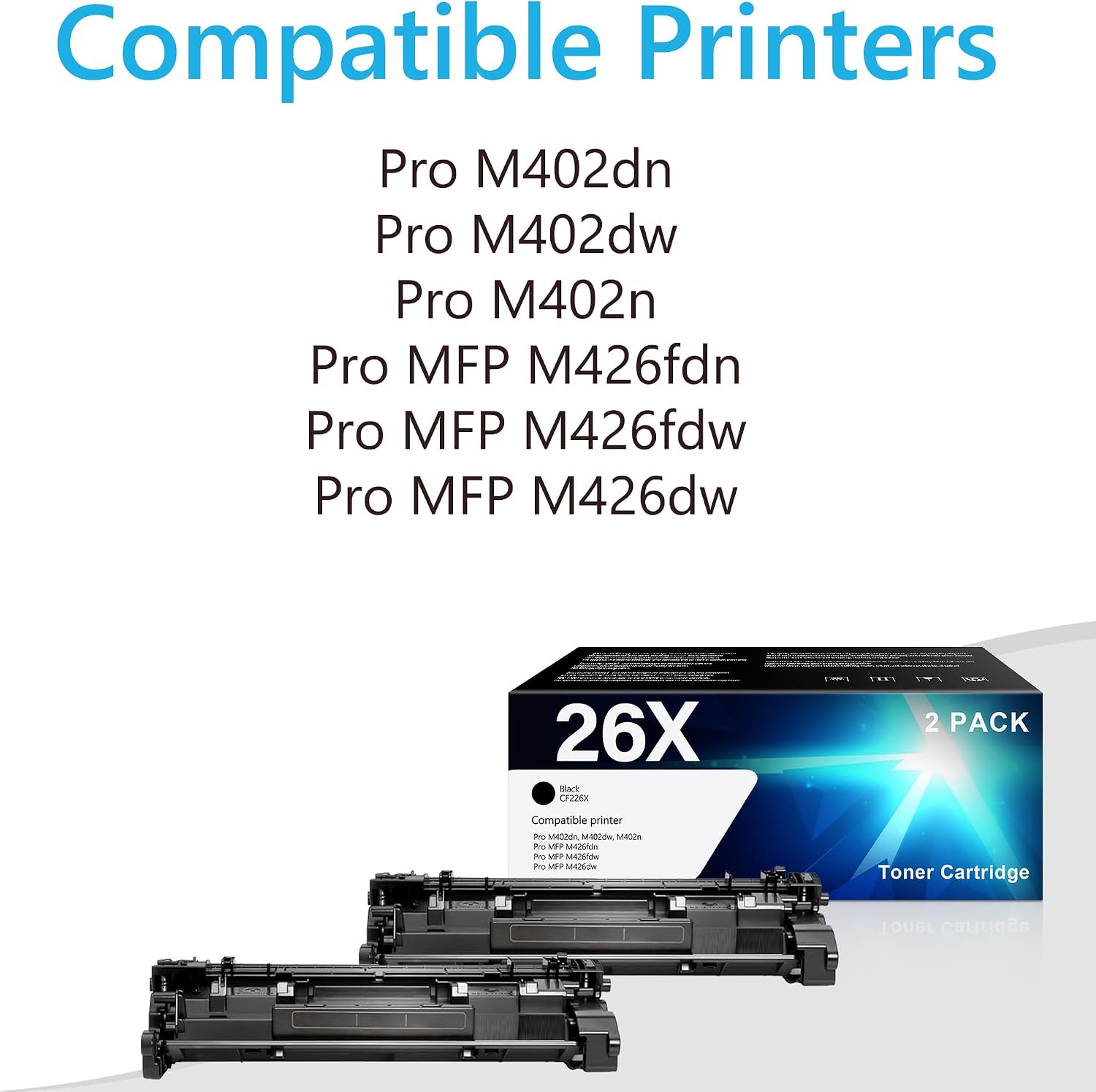 26X Toner Cartridge 2 Pack Replacement for HP 26X CF226X to Use with Pro M402n M402dn M402dw Pro MFP M426fdw M426fdn M426dw Printer