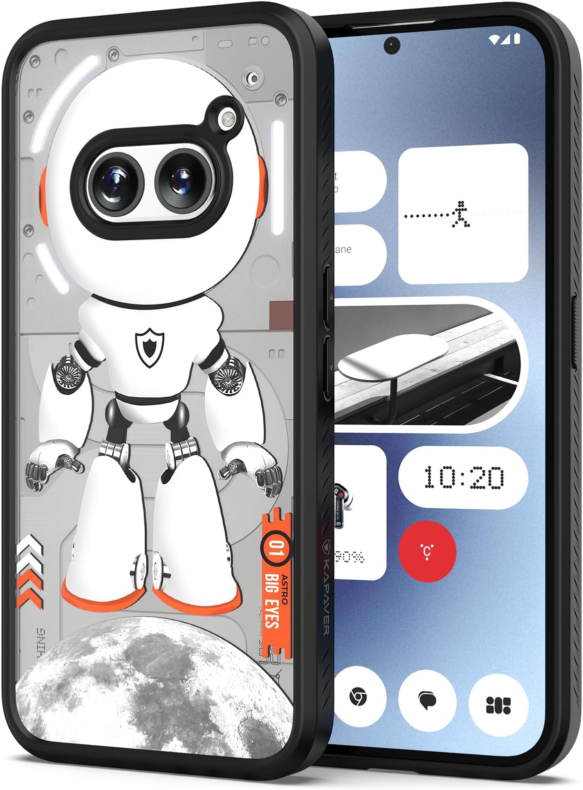 KAPAVER Thermoplastic Polyurethane Astro Big Eyes Back Cover Case For Nothing Phone 2A 5G / Nothing Phone 2A Plus 5G (Astro Black)