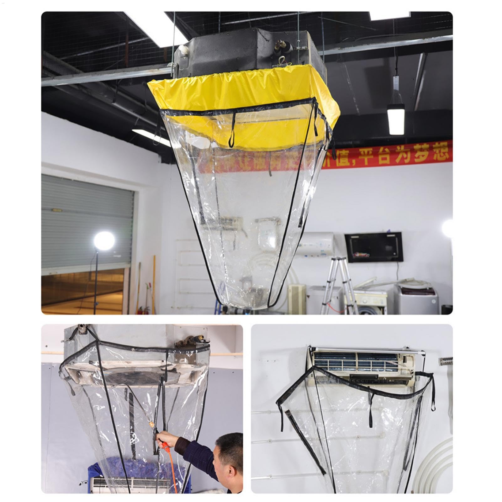 de Lavado de Aire Acondicionado Dividida, Cubierta Protectora de | Limpieza de Aire Acondicionado, Cubierta de Lavado de Aire Acondicionado Central, Cubierta de Lavado Reutilizable para
