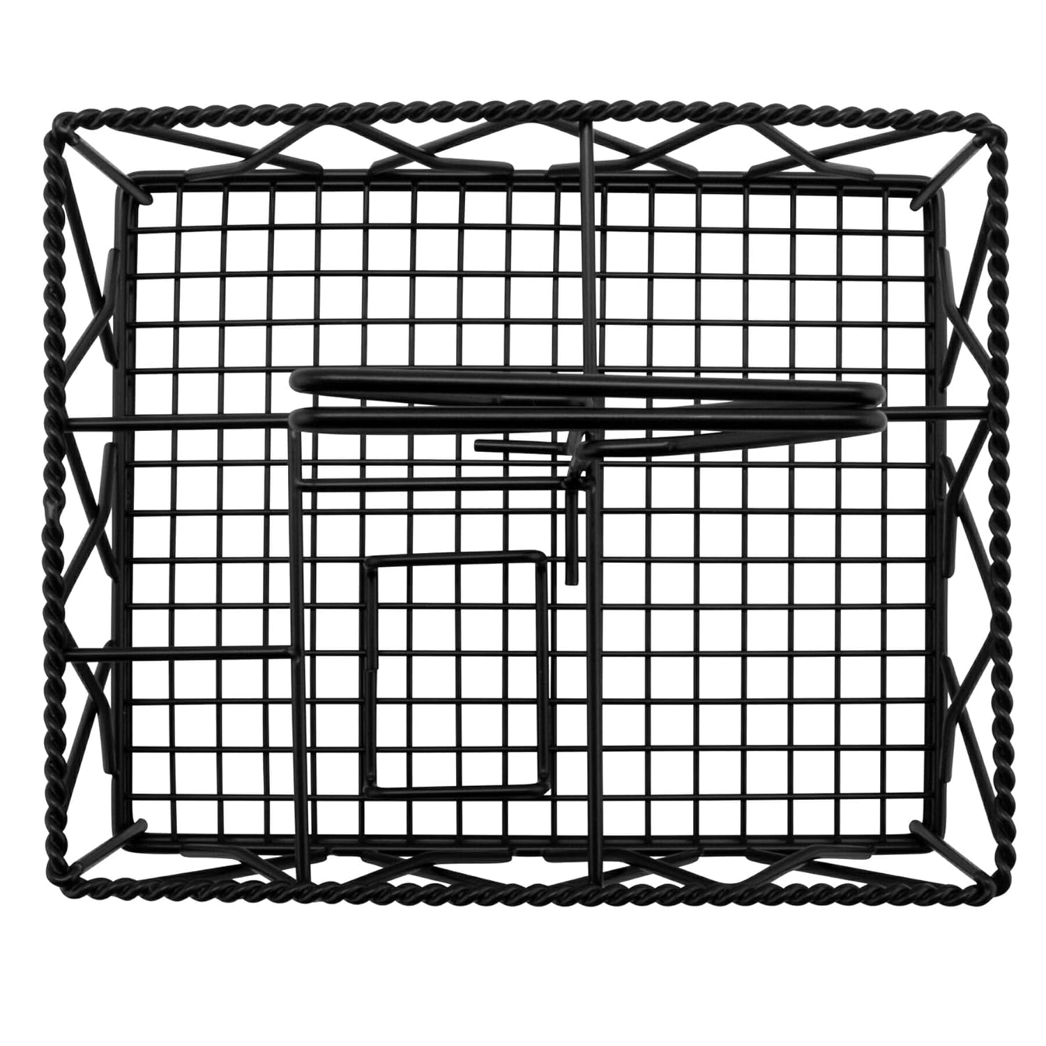 GET 4-931832 Black Metal Five Compartment Condiment Caddy Iron Powder Coated Table Caddies Collection, 9" x 7" (Pack of 12)