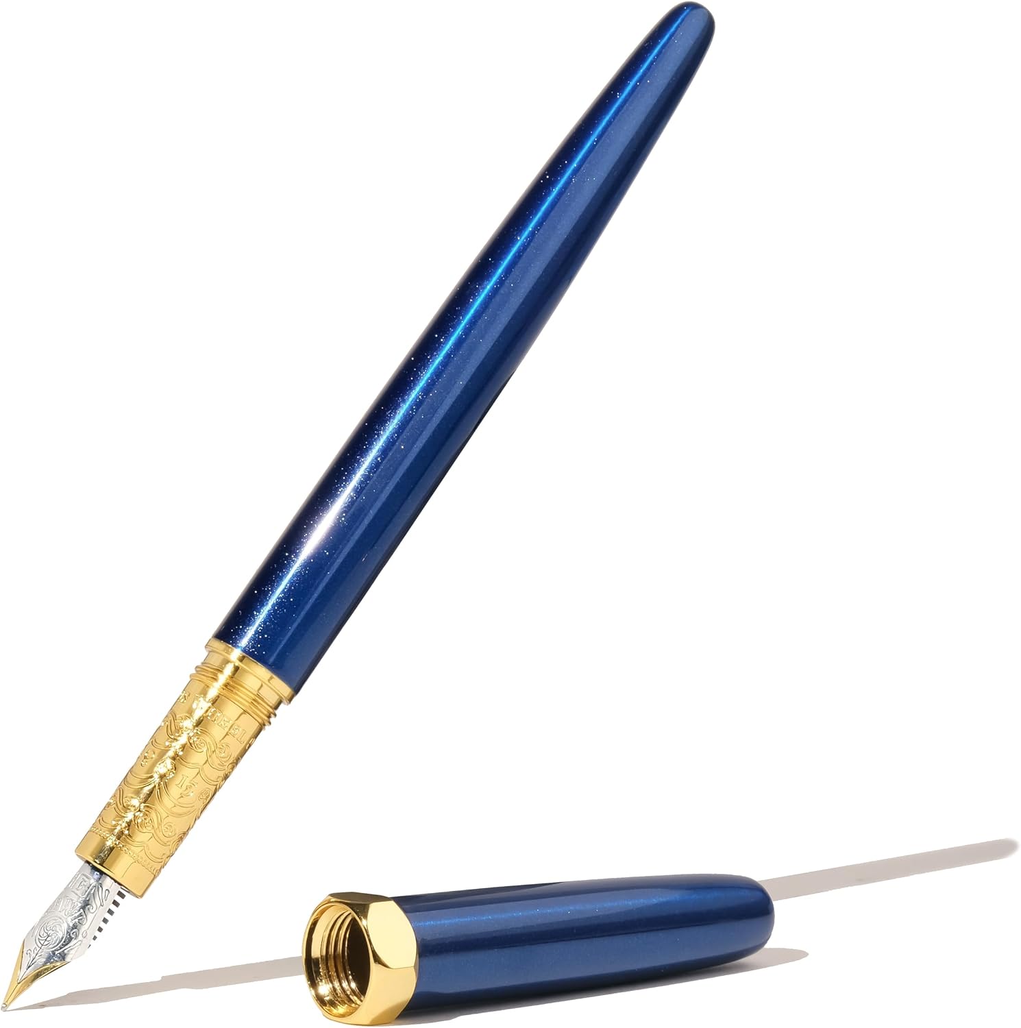 Ferris Wheel Press , Bijou Fountain Pen, Blue Revelry, Double Gold Plated, Sapphire Lacquer Finish, Two-Tone Steel Nib, Fine Nib