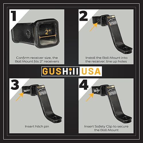 Miniatura 4 de USA GH45070 - Soporte de bola de enganche de remolque, se adapta a receptor de 2 pulgadas, 6,500 libras, orificio de 1 pulgada, caída de 6 pulgadas