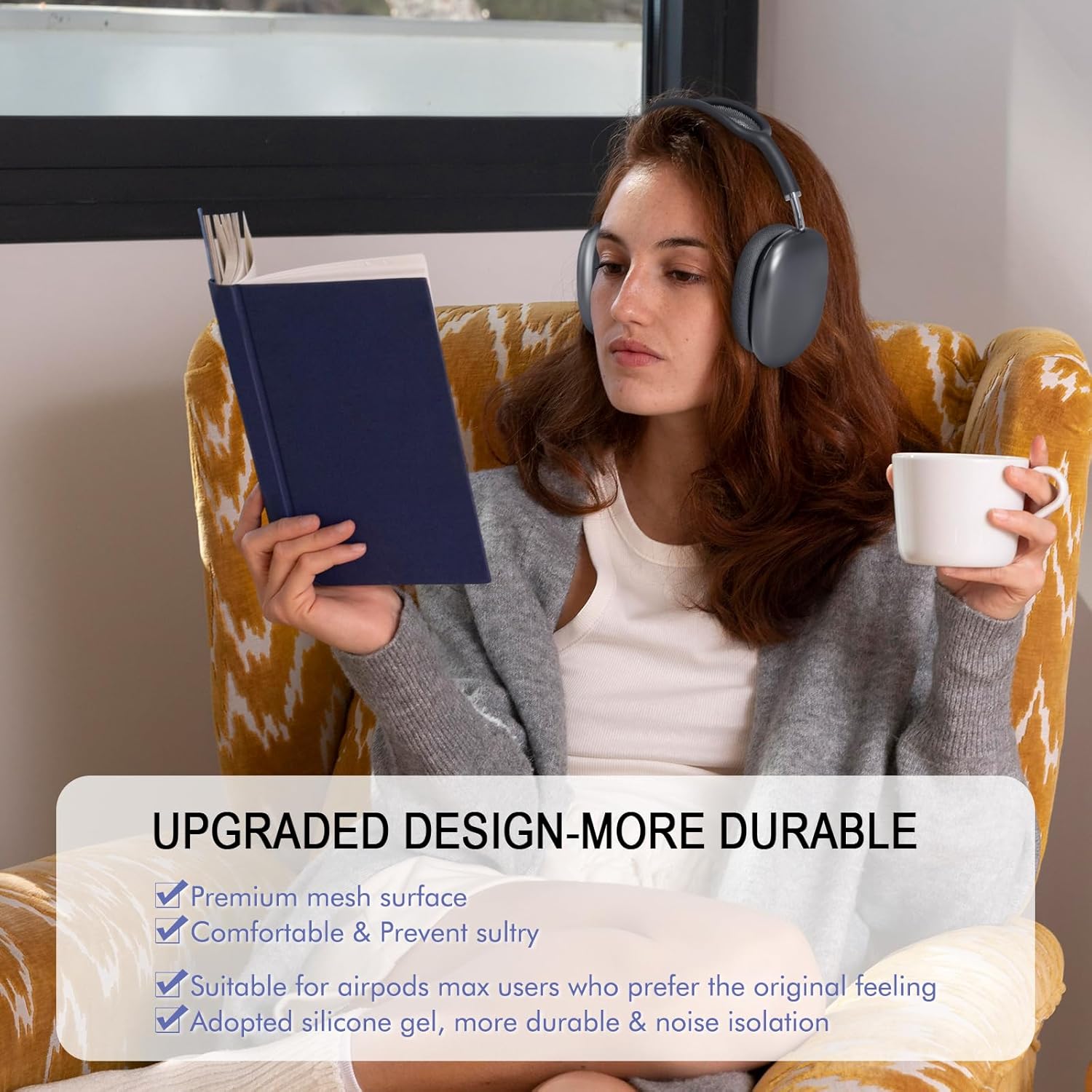 Ear Cushions for New AirPods Max 2024 Version, Mesh Fabric Ear Pads Replacement with Strong Magnet for Apple 2.0 Over-Ear Headphones Upgraded Earpad Covers (Midnight Blue) - Image 5