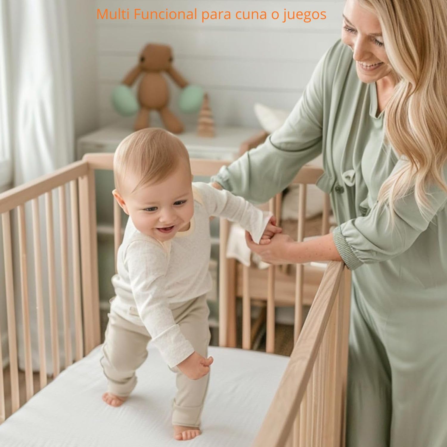 Colchón Cuna 120x60x6cm para Máximo Confort - Base Antideslizante para Multifunción - Funda Extraíble y Lavable de Algodón de Bambú - Ultra Suave, Hipoalergénico y Transpirable - Oeko Tex