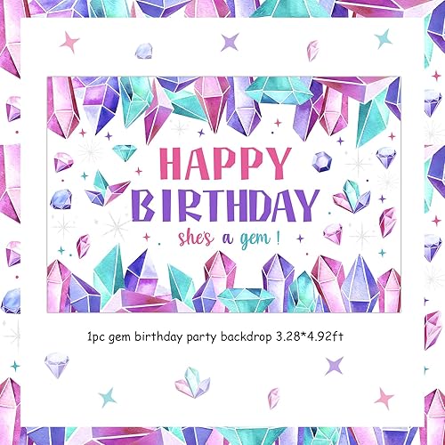Miniatura 6 de Balterever Decoración de fiesta de cumpleaños con gemas para niñas, decoración de fiesta de cumpleaños con joya, ella es una gema de cumpleaños,