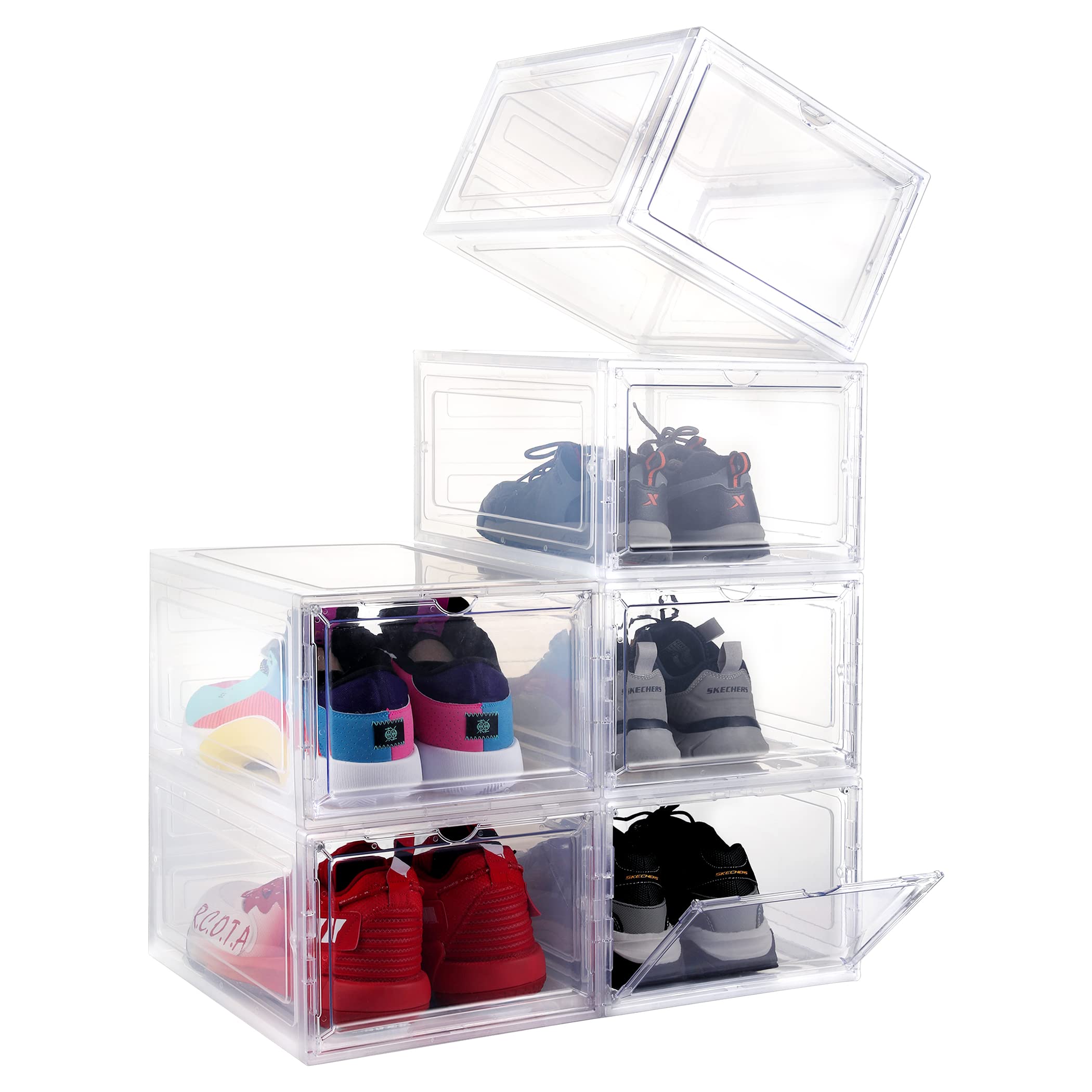 Buy Lecone Shoe Box Storage Containers, Drop Front Shoe Box with Clear