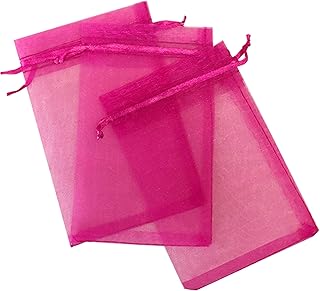 100 Pcs Fuchsia 2x3 Sheer Drawstring Organza Bags Jewelry Pouches Wedding Party Favor Gift Bags Gift Bags Candy Bags [Kyezi Design and Craft]
