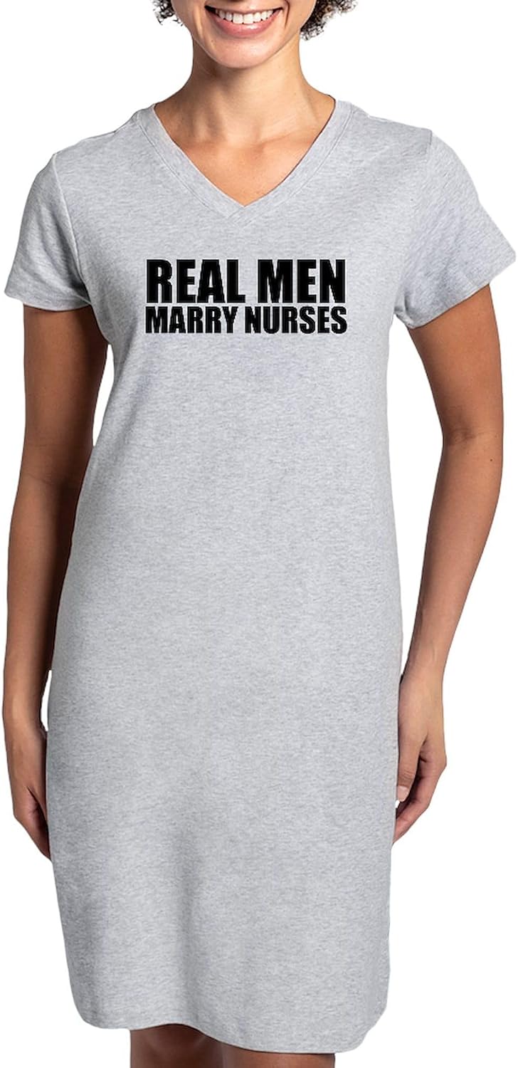 CafePress Real Men Marry Nurses Women's Nightshirt, Soft Long Pajama Shirt, Cotton PJs/Pyjamas