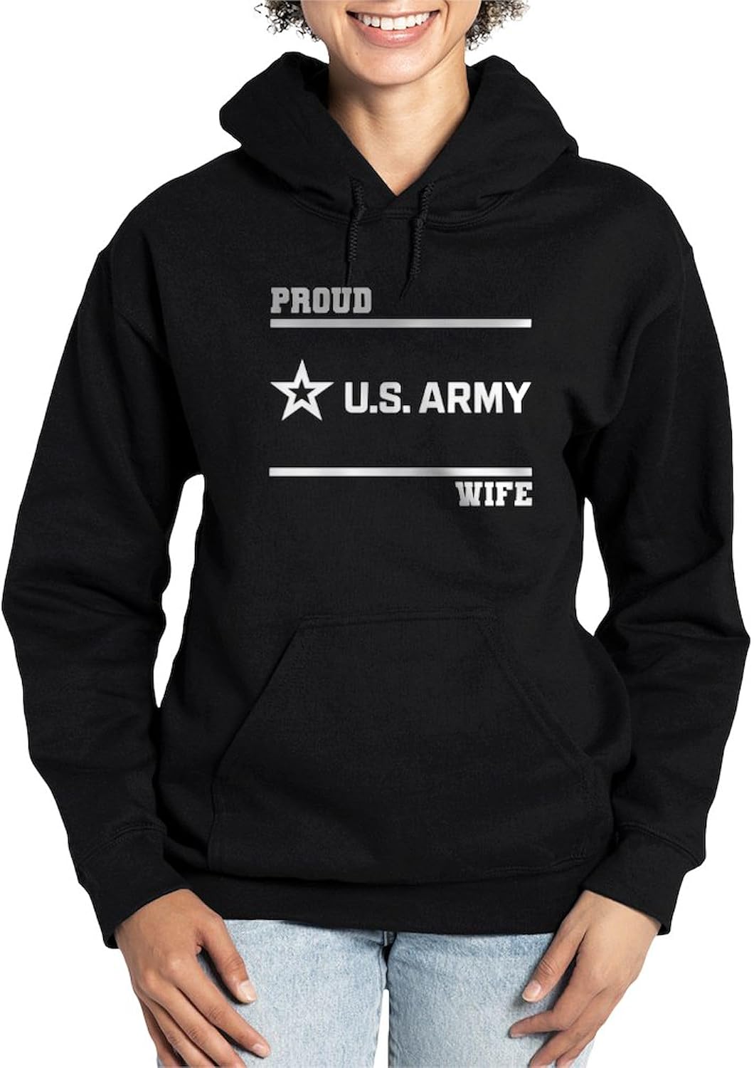 CafePress Proud Army Wife White Sweatshirt Women's Dark Pullover Hooded Sweatshirt