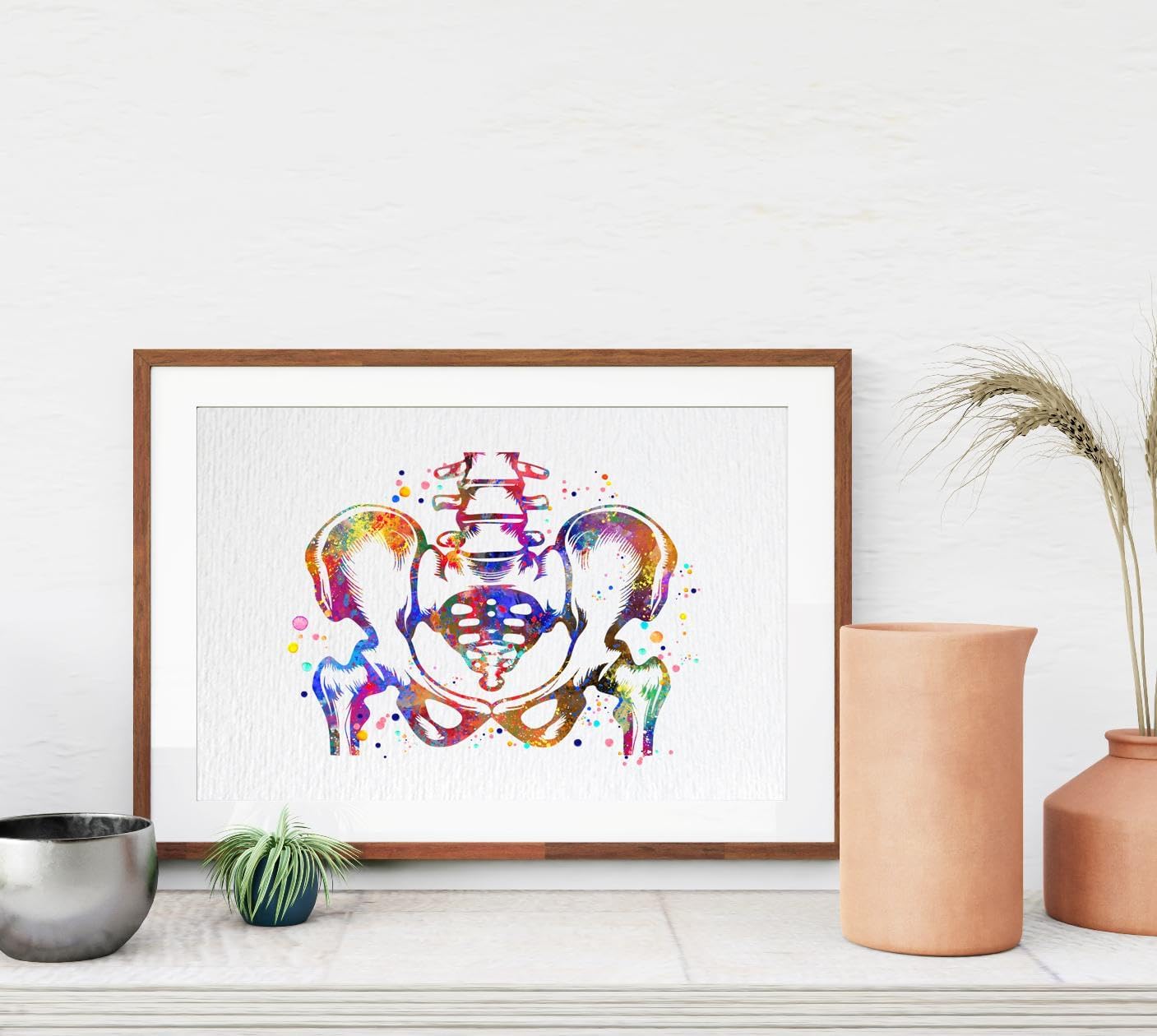 Dignovel Studios 11X14 Unframed Pelvis and Vertebrae Sacrum Hip Anatomy Watercolor Art Print Poster Orthopedic Skeletal System Spine Chiropractic Wall Hanging Decor DN888
