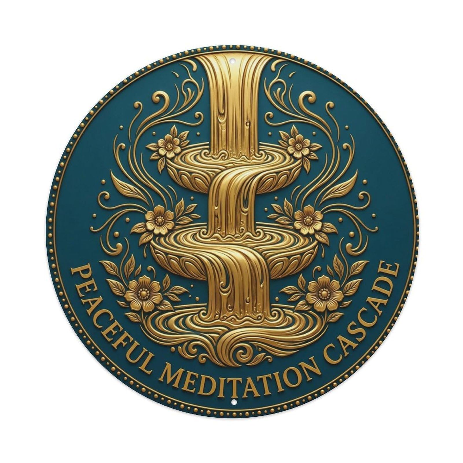 Vintage Peaceful Meditation Cascade Flower Zen Yoga Metal Tin Sign