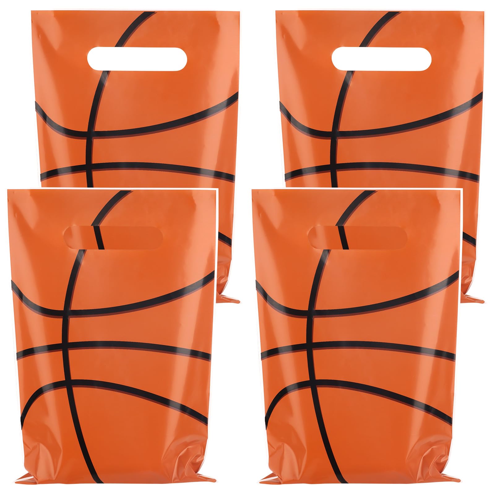 50 Pieces Basketball Gift Bags with Handle, Plastic Treat Candy Bag Sport Favor Bags For Kids Birthday Party Decoration Supplies