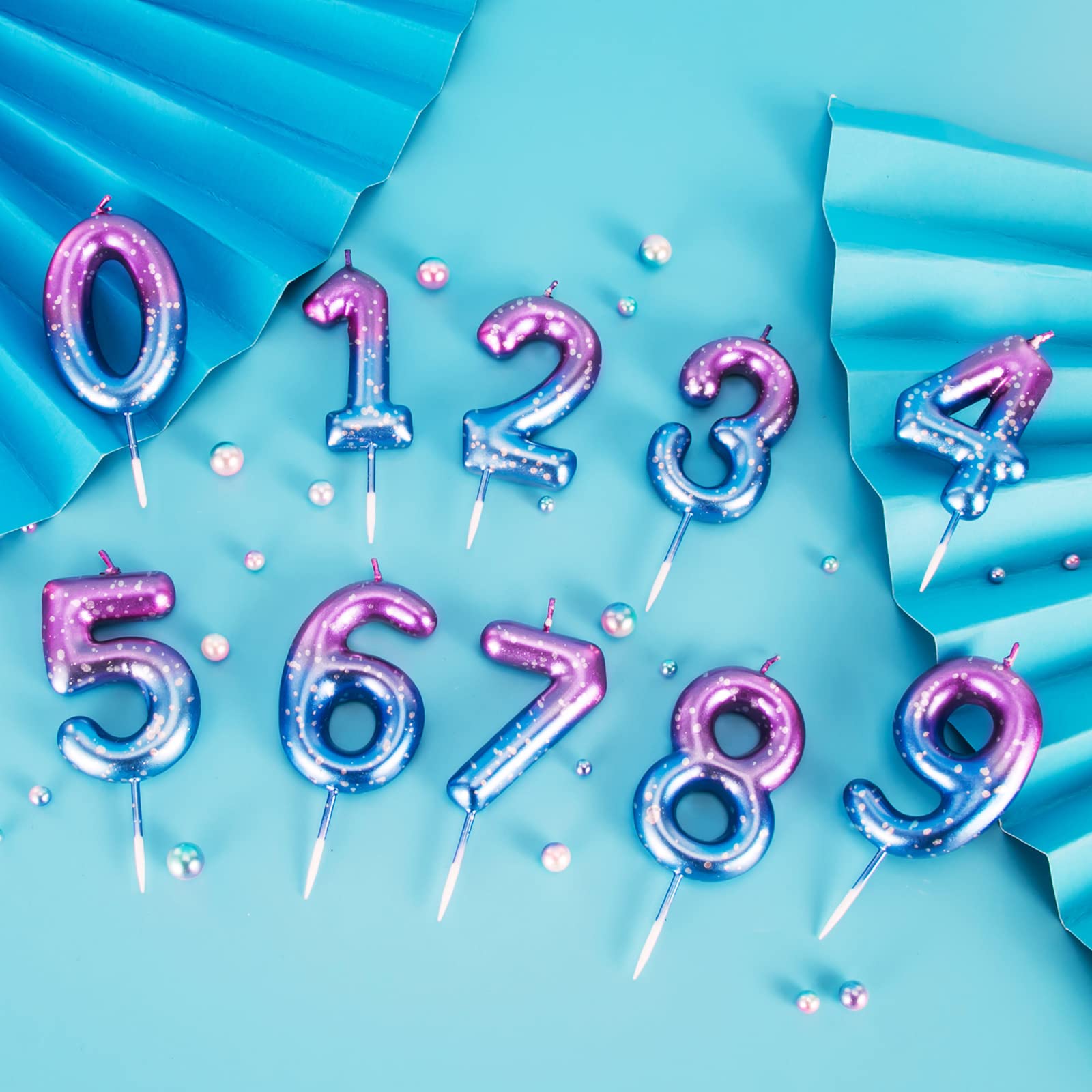 Bougie D'anniversaire Numéro 50 Effet Galaxy Gradient 3D - Diamant Violet/bleu, 11.5 Cm - Pour Gâteaux Et Cupcakes