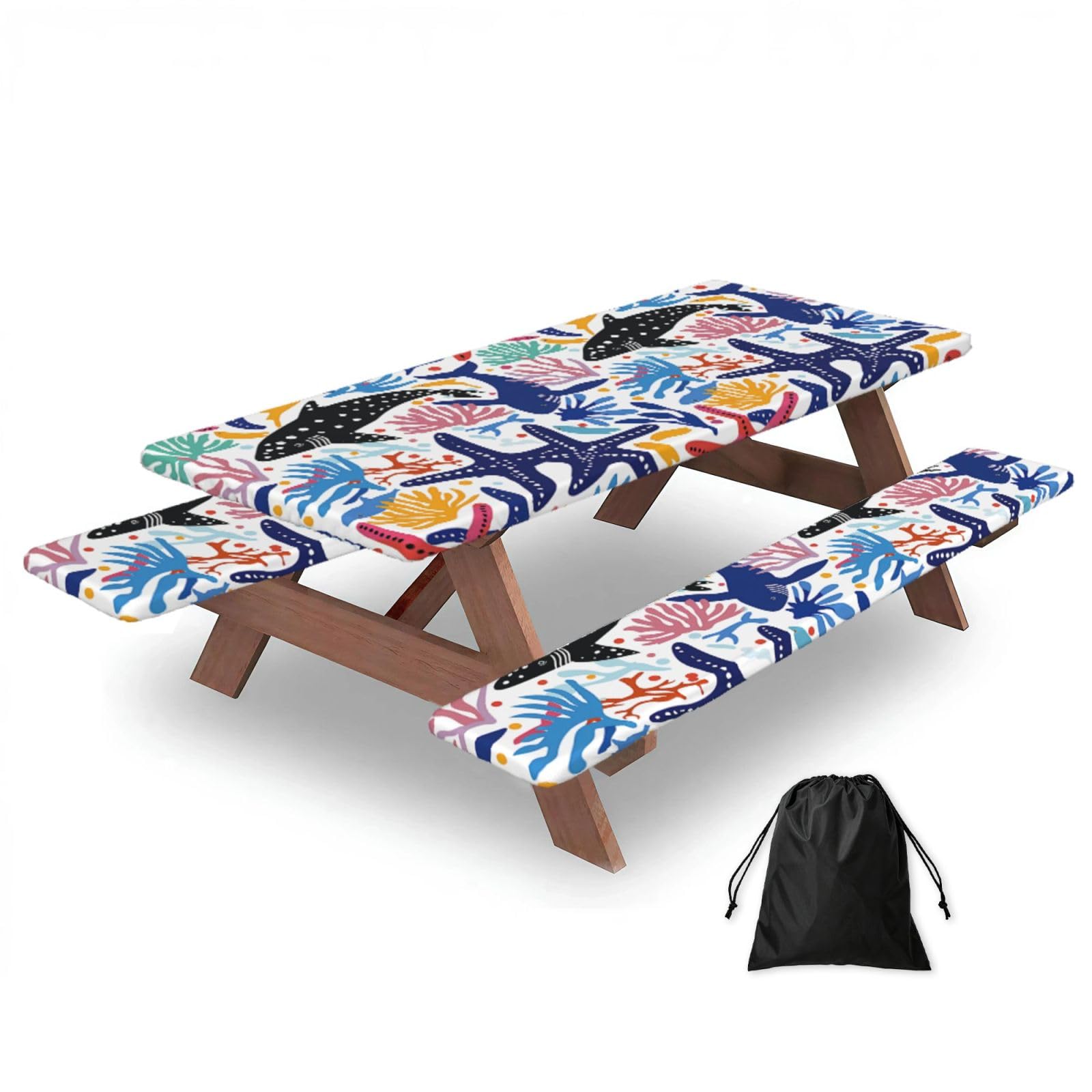 Housse table pique nique élastique colorée pour repas conviviaux en terrasse