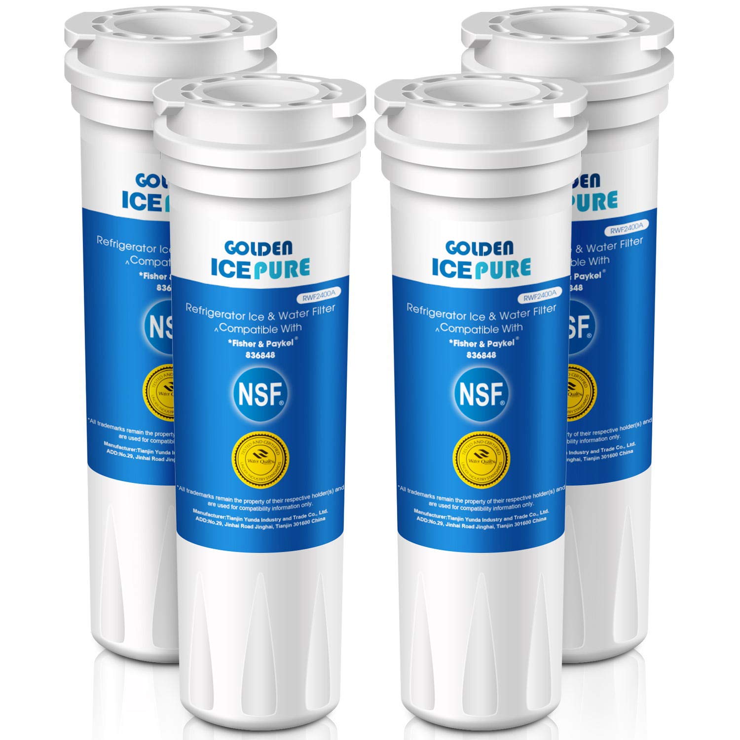 Lot de 4 cartouche de filtre à eau de remplacement pour Fisher & Paykel 836848