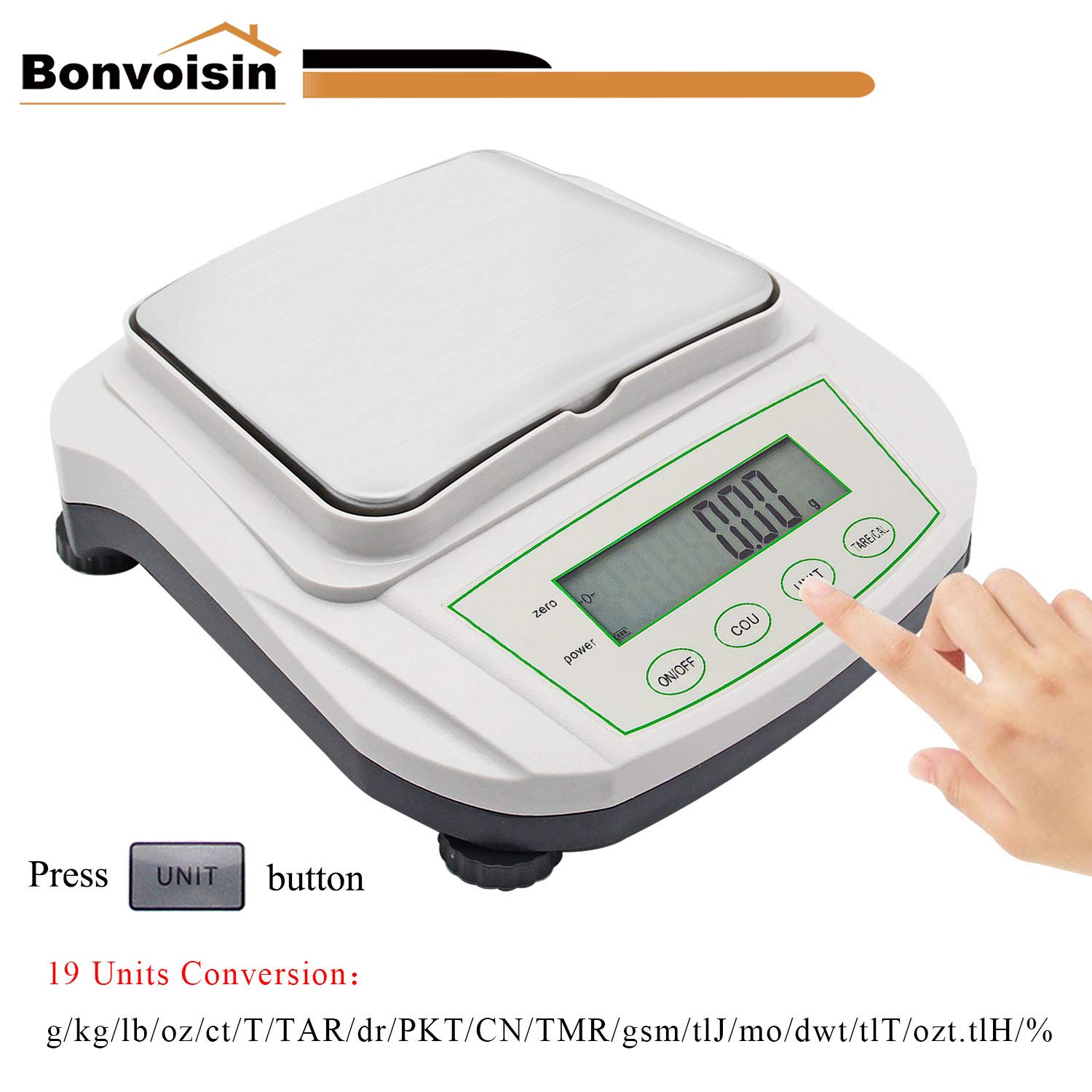 Bonvoisin Pr?zisionslaborwaage 0.01g Genaue Analysenwaage Digitale Elektronische Waage Labor Pr?zisionswaage Schmuck Goldwaage Wissenschaftliche Waage (2000g, 0.01g)