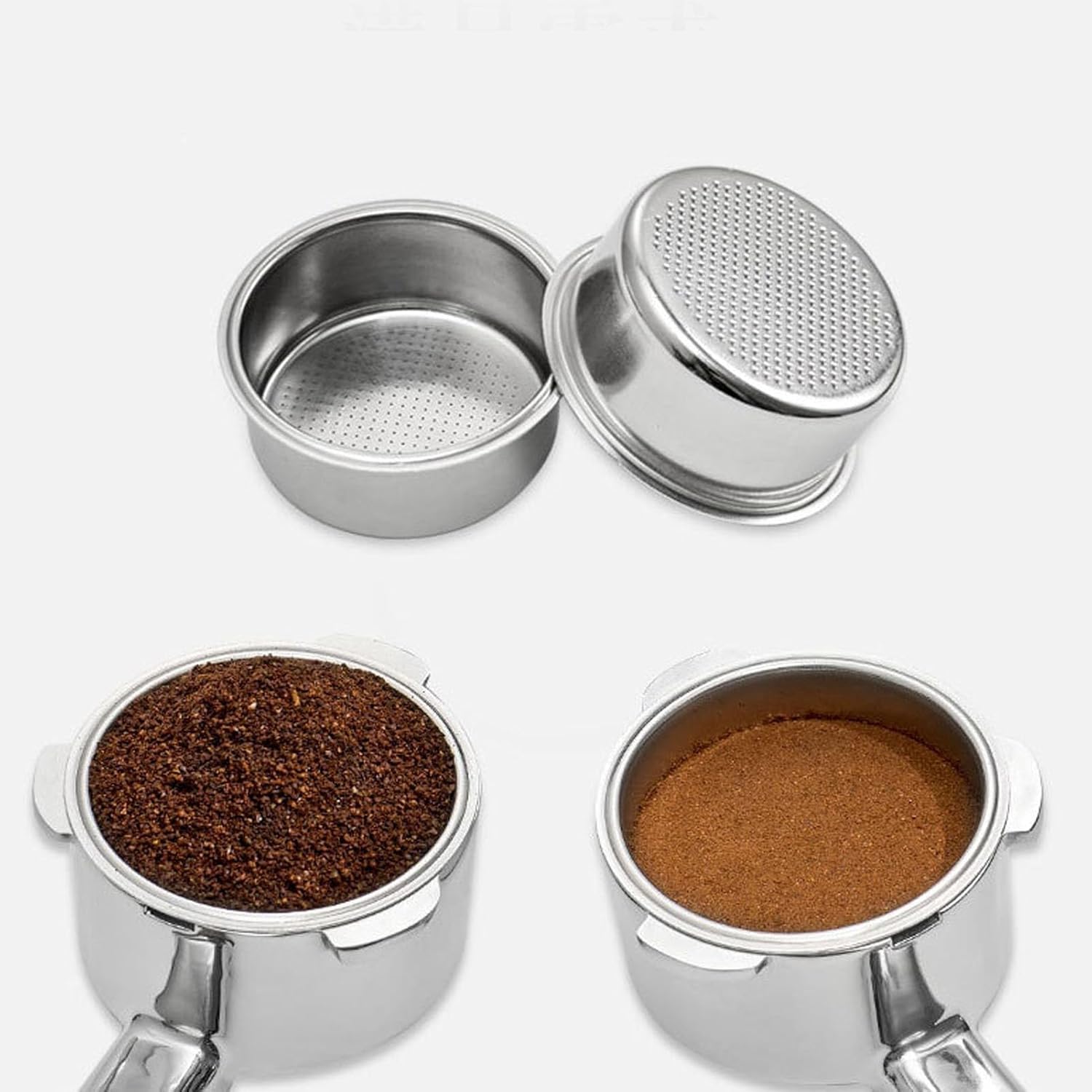 51mm Naked Bottomless Portafilter Stainless Steel Coffee Portafilter 3 Ears Bottomless Portafilter for 6001 5403 KF5400 (White)