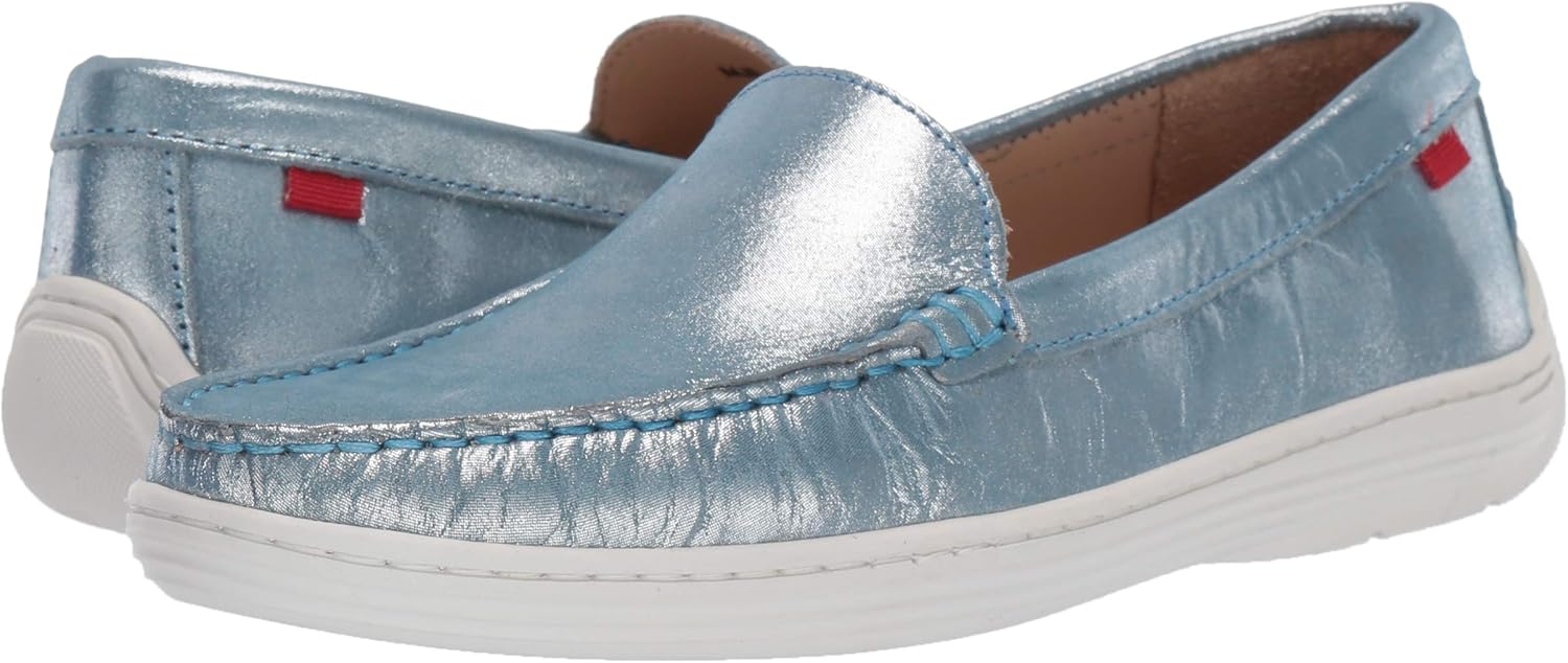 MARC JOSEPH NEW YORK Unisex Kids Boys/Girls Leather Broadway Loafer, Blue Glimmer, 11.5 M US Little