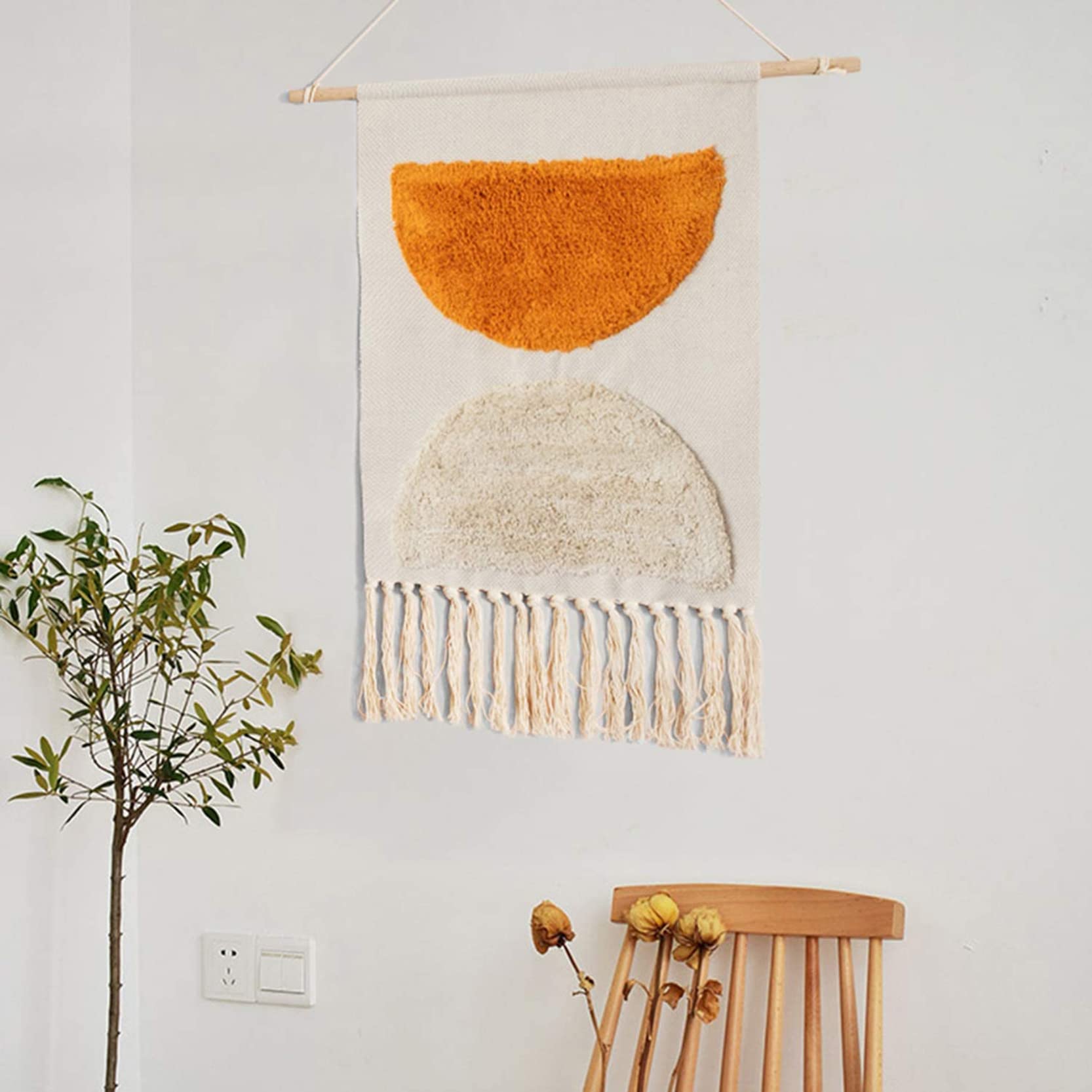 WABMJGW Arazzo da parete in macramè azteco a macramè, arazzo trapuntato bohé, fatto a mano, con nappe e macramè, in cotone, decorazione da parete, per camera da letto, decorazione, A-50 x 70 cm