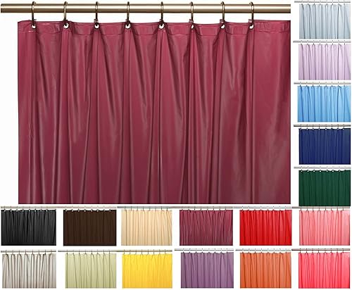 Elegante forro de cortina de ducha de vinilo resistente con 12 ojales de metal, color burdeos