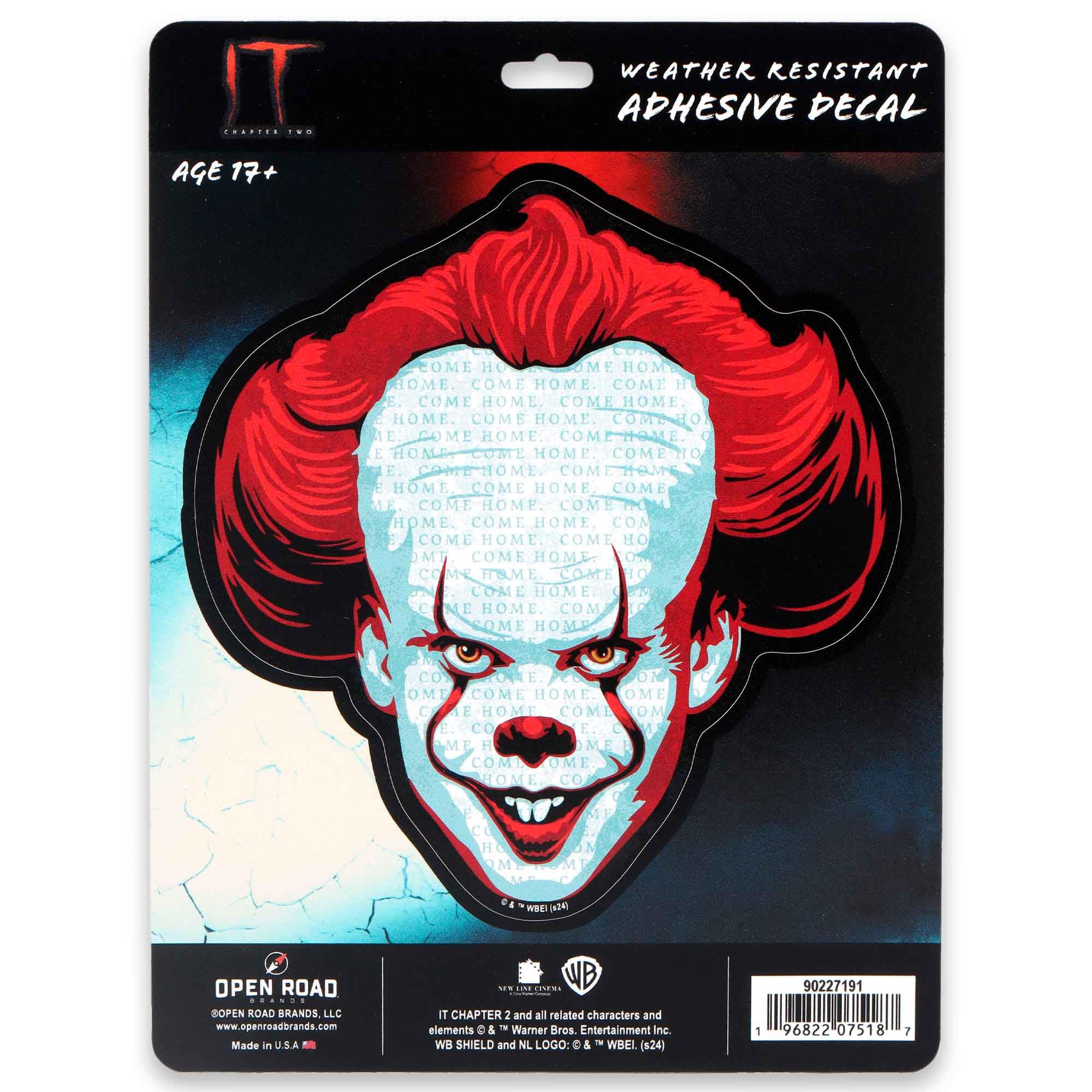 IT Pennywise Adhesive Vinyl Decal - Creepy Pennywise Sticker Decal for Car, Window, Water Bottle or Laptop