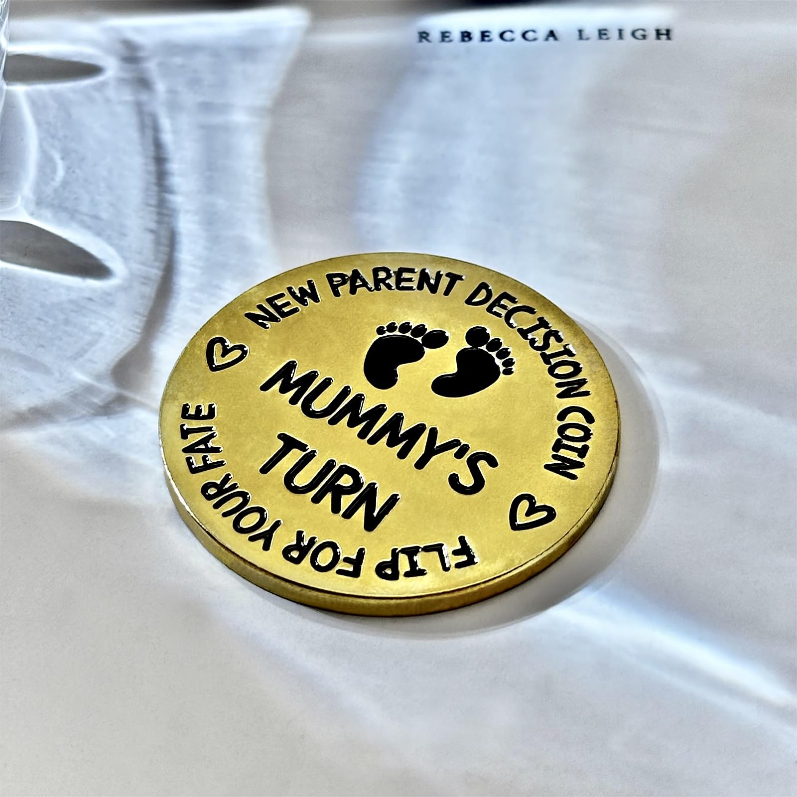 Divertente regalo per bambini, moneta decisionale per papà e mamma, regalo per la gravidanza per la prima volta, annuncio di baby shower, regalo per la festa del papà (doppio lato, oro)