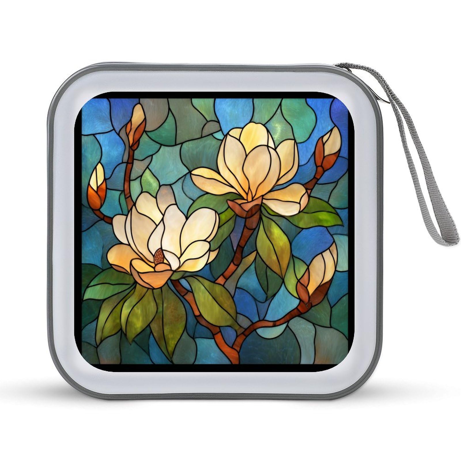 Jubonexis Southern Magnolia Tree in Bloom CD Case DVD Storage Case Portable for Car Home Travel