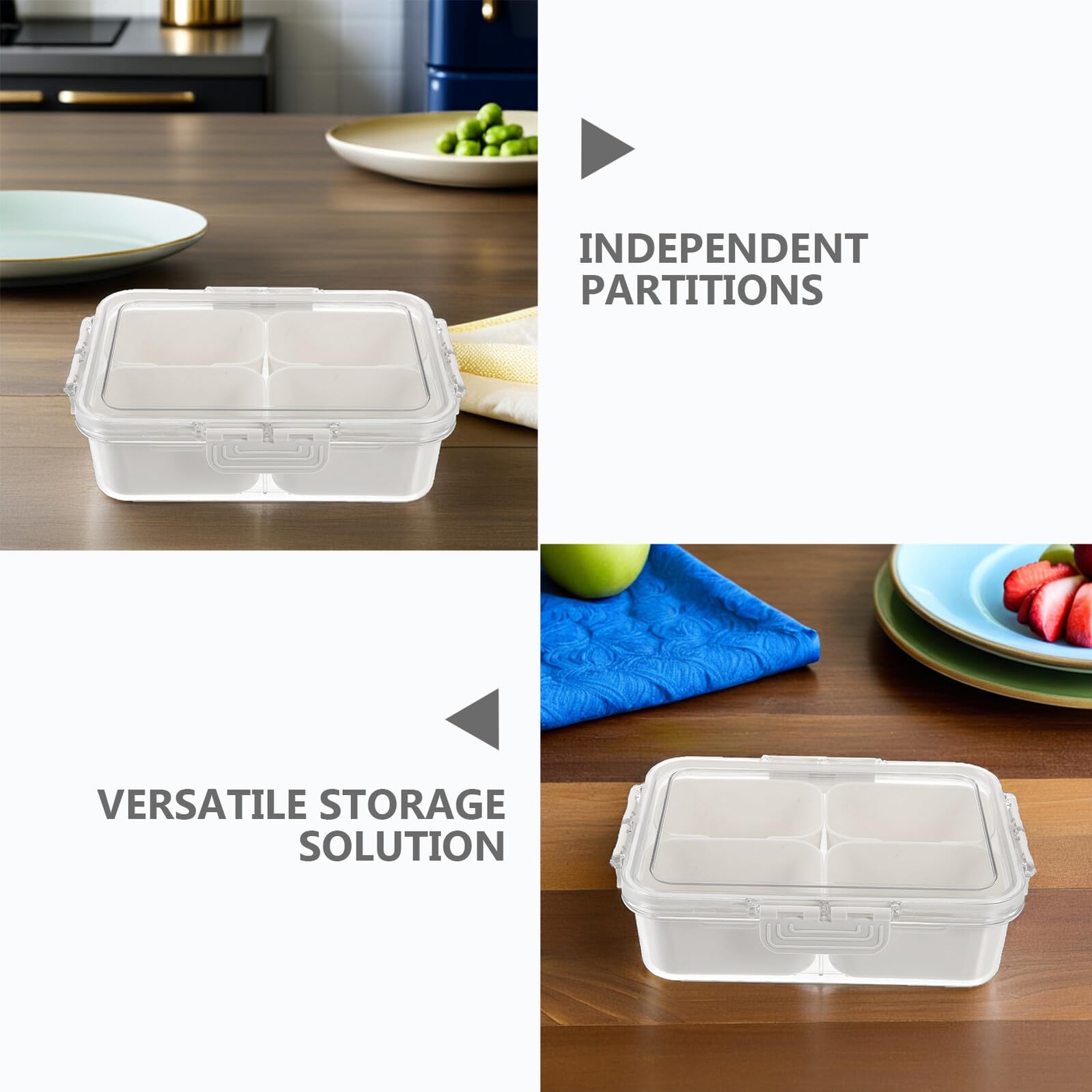 OUNONA 2 Stück Teiliges Durchsichtiges Gewürz Snackbox Fächern Luftdichtem Deckel und Abnehmbaren Trennwänden Tragbarer Organizer für Gewürze Nüsse Früchte und Süßigkeiten
