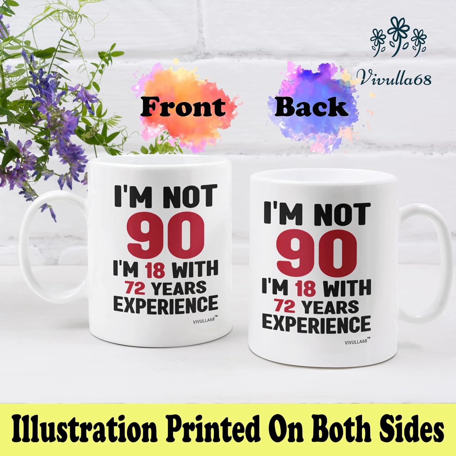 Vivulla68 90th Birthday Gifts For Women Men, 90 Year Old Birthday Gifts For Women, 90th Birthday Gift Ideas, Gifts For 90 Year Old Woman Man, 90 Yr Old Birthday, 90th Birthday Cups For Grandma Grandpa - Image 3