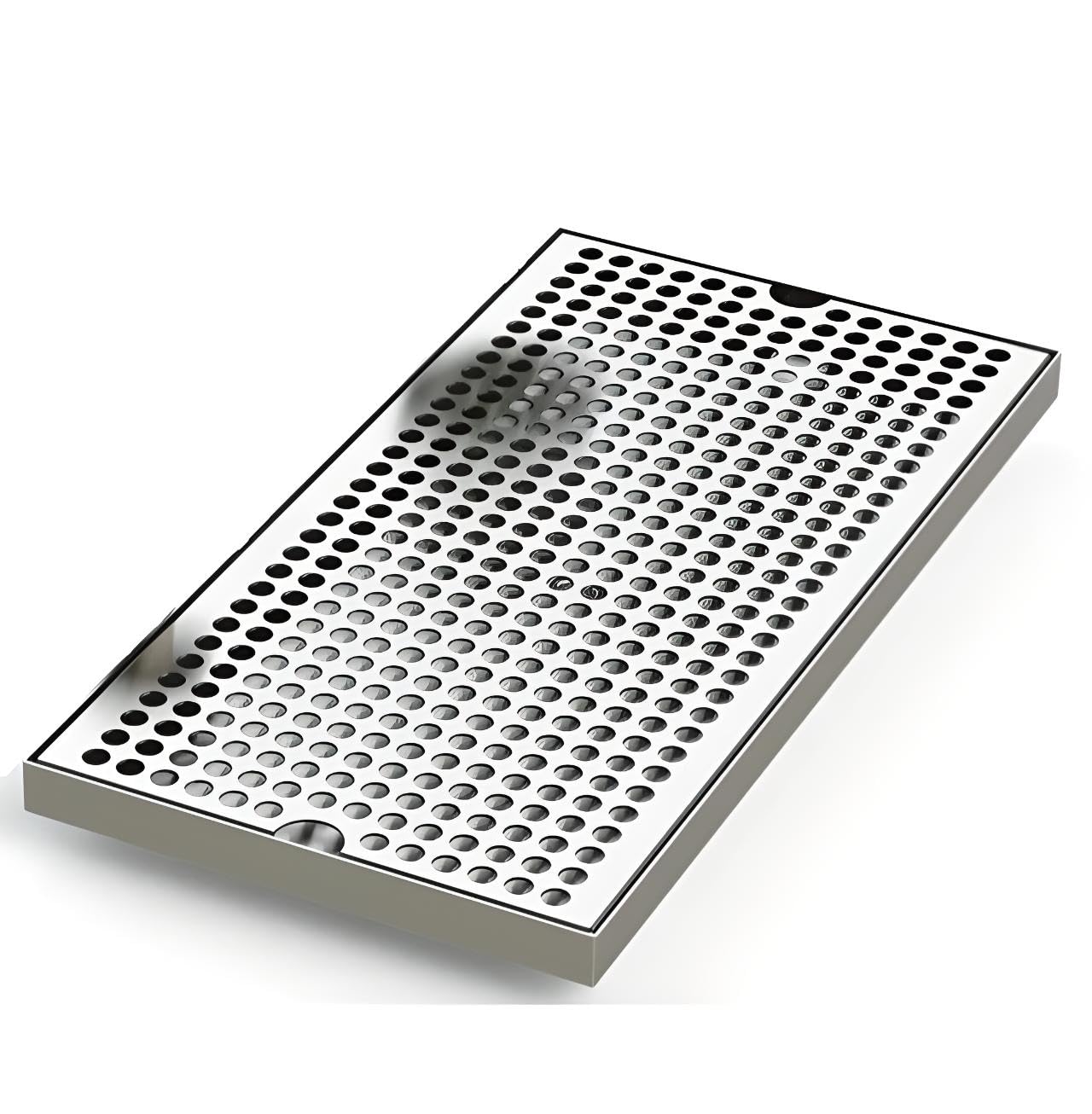 Surface Mount Drip Tray with Perforated Screen - No Drain - 16" x 9" - Brushed Stainless Steel