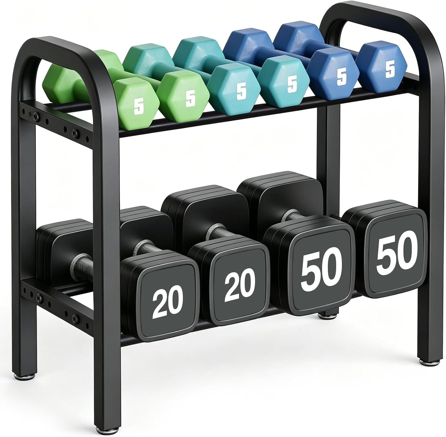 Dumbbell Rack 2 Tier 19.7IN Small Weight Rack | For Home Gym, Heavy-Duty, For Dumbbells Kettlebells, Workout Equipment Storage Organizer, Rack Only
