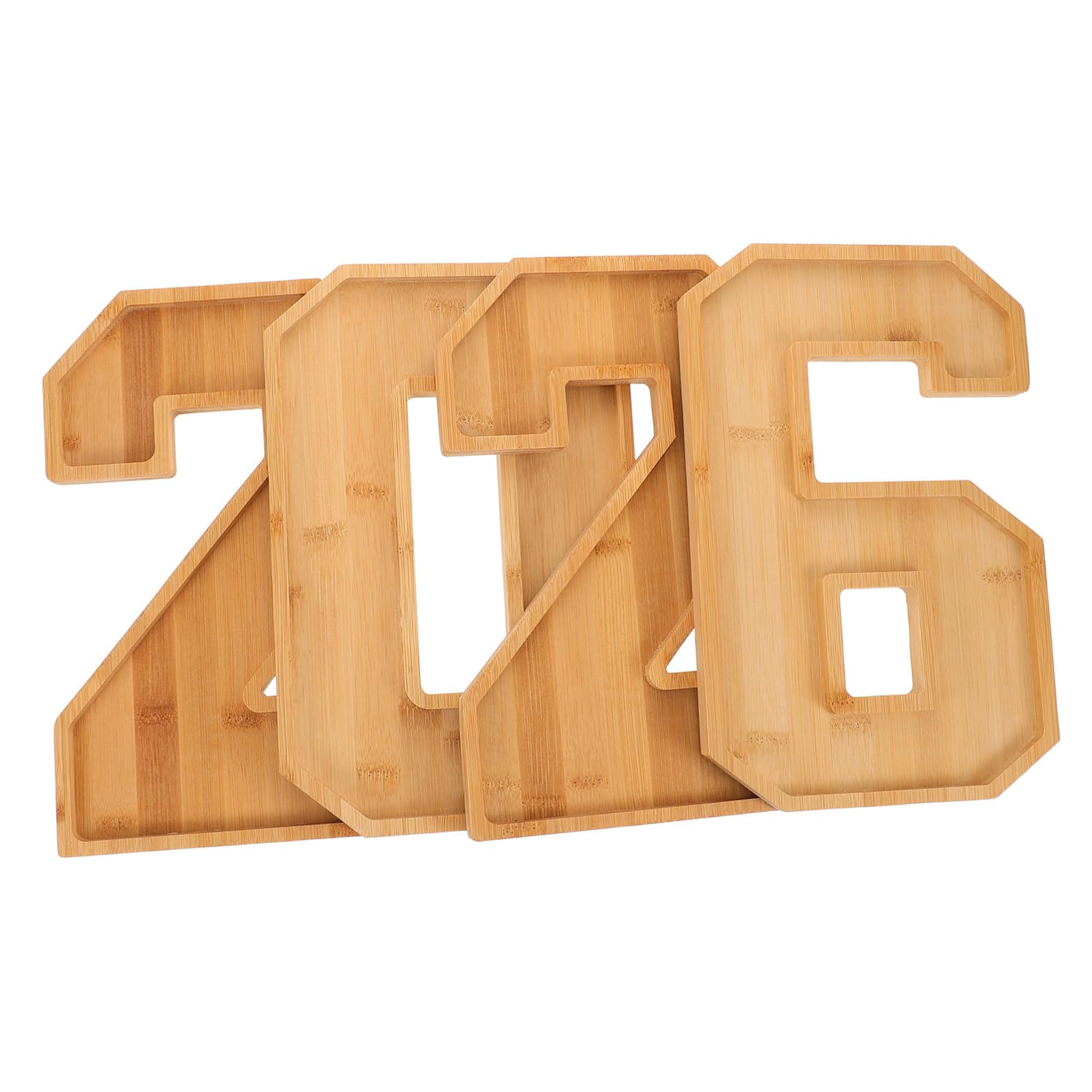 COLLBATH Bandeja para Servir Número 2026 de Madera Resistente Compartimentos Múltiples, Tabla Decorativa para Quesos y Frutas, Adecuado para Fiestas y Reuniones, Juego de 4 Piezas