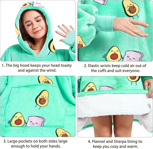 Miniatura 5 de Manta con capucha suave y cálida, regalos para mamá, adultos, mujeres, hombres, niños, manta con capucha con bolsillo