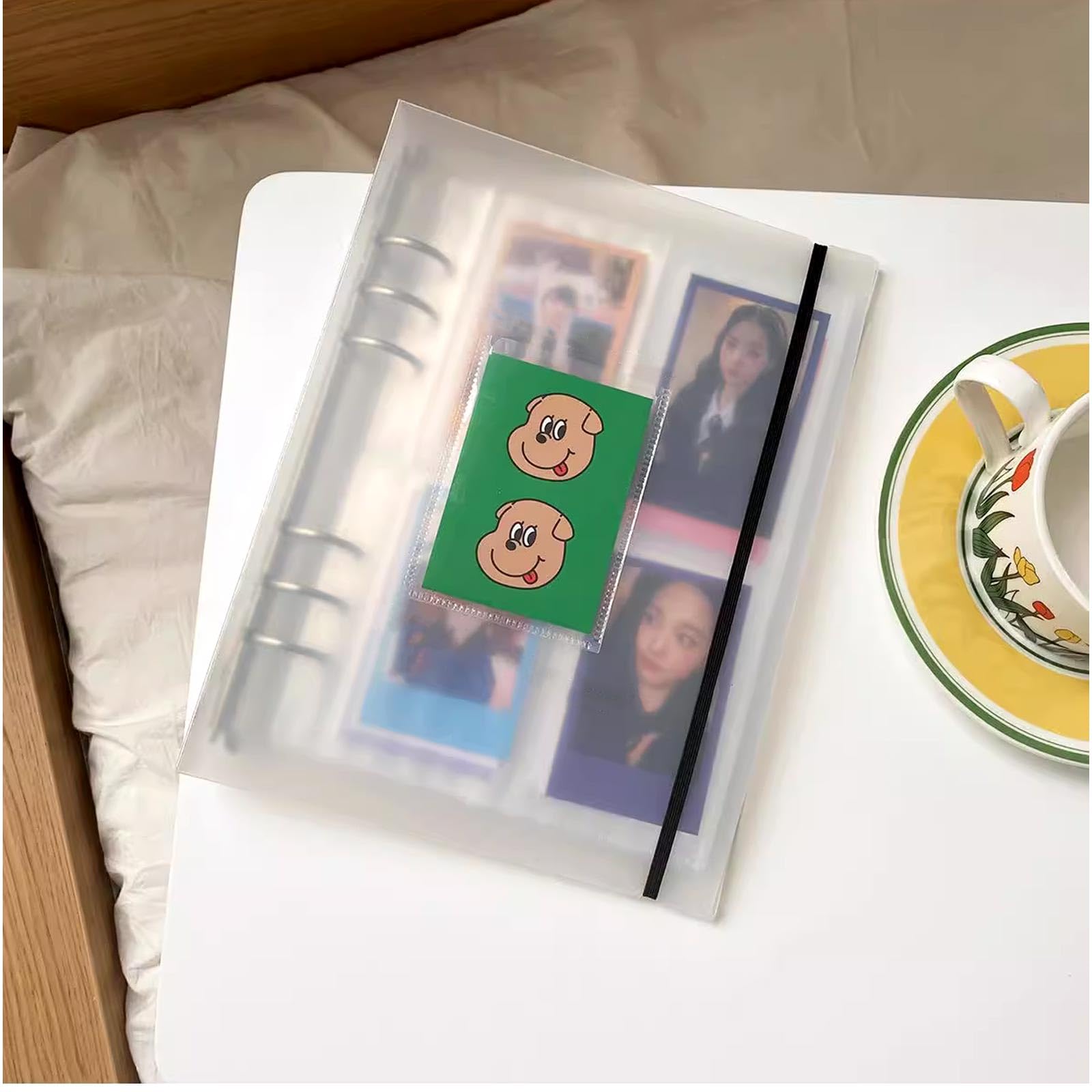 Photocard Binder Album Fotografico, A5 Raccoglitore ad Anelli Raccoglitore, 6 Fori Photocard Album, Trasparente Raccoglitore Anelli, Album Fotografico Portatile con Copertina Smerigliata