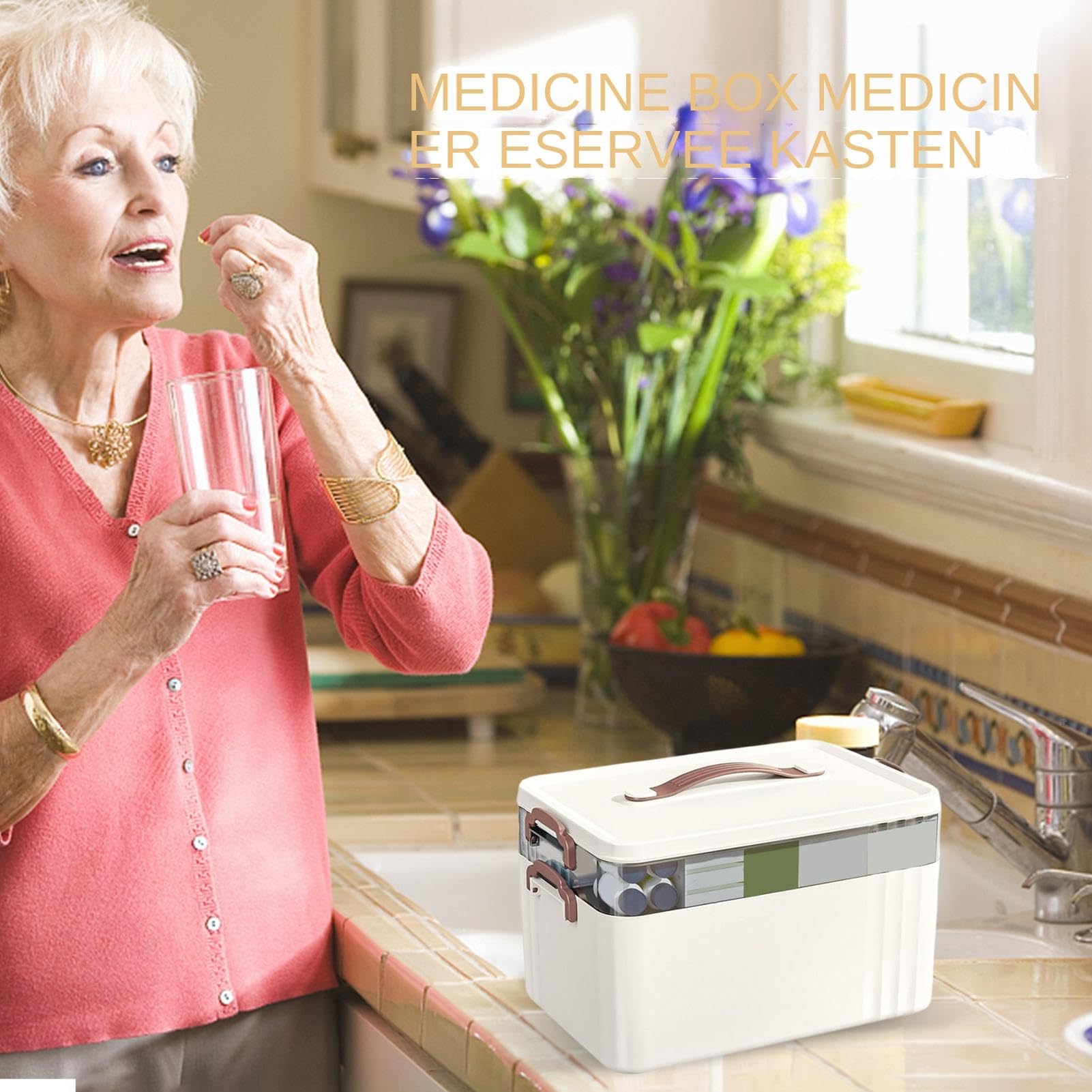 Generisch Multi Layer - Organizer per medicina, Multi Layer, contenitore medico, supporto per protocolli per la casa con manico, accessori per la sicurezza della famiglia, attrezzi per campeggio, uso | Scatola Portaoggetti Contenitore per la Gestione Quot