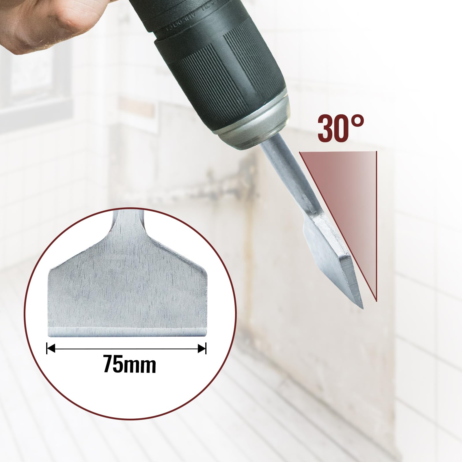 Scalpelli SDS Plus CCLIFE - Set 4 Pezzi Per Piastrelle E Calcestruzzo - Per Trapano A Percussione - Foto 9