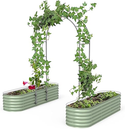 Vego Garden Sistema modular de enrejado arqueado de una sola sección de 3.0 pies de largo para cama de jardín de 2.0 x 5.0 pies (4 en 1), 3.5 x 5.0