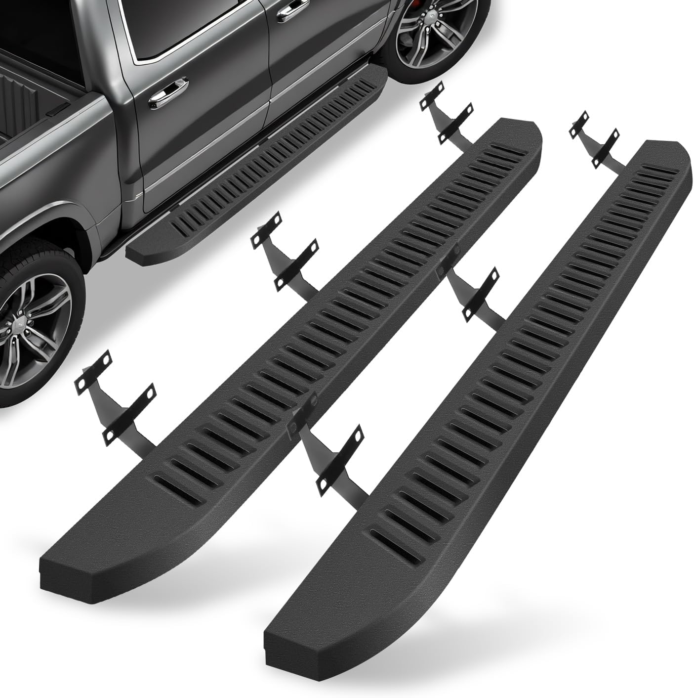86 inch Running Boards Compatible with 2015-2024 Ford F-150 SuperCrew Cab ＆ 2017-2024 Ford F250 F350 Super Duty Crew Cab, Carbon Steel Side Steps Nerf Bars for 4 Full Size Doors