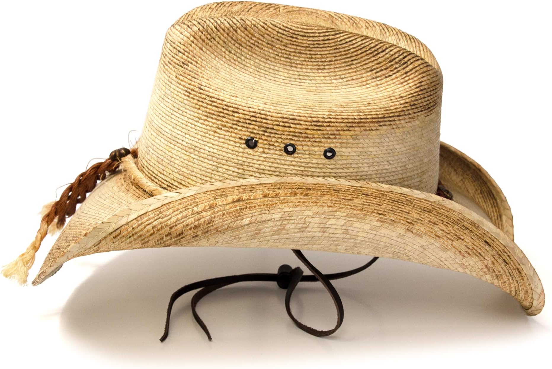 Western Express Palm Straw Cowboy Hat - Classic Brown Cattleman Style with Curled Brim | Cowboy Hats for Men and Women