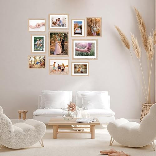 Miniatura 7 de KTKDE Juego de 12 portarretratos de 4 x 6, marco de fotos de grano de madera natural de 3.5 x 5 o 4 x 6 sin paspartú, marcos de fotos pequeños de
