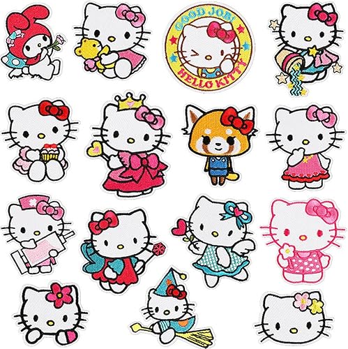 Miniatura 1 de 15 parches para planchar con diseño de gatitos de dibujos animados, kit de apliques bordados, parches para planchar o coser para niños,