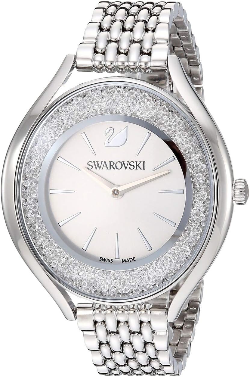 Stainless Steel Women Crystalline Aura Analog Watch Silver Tone White One Size