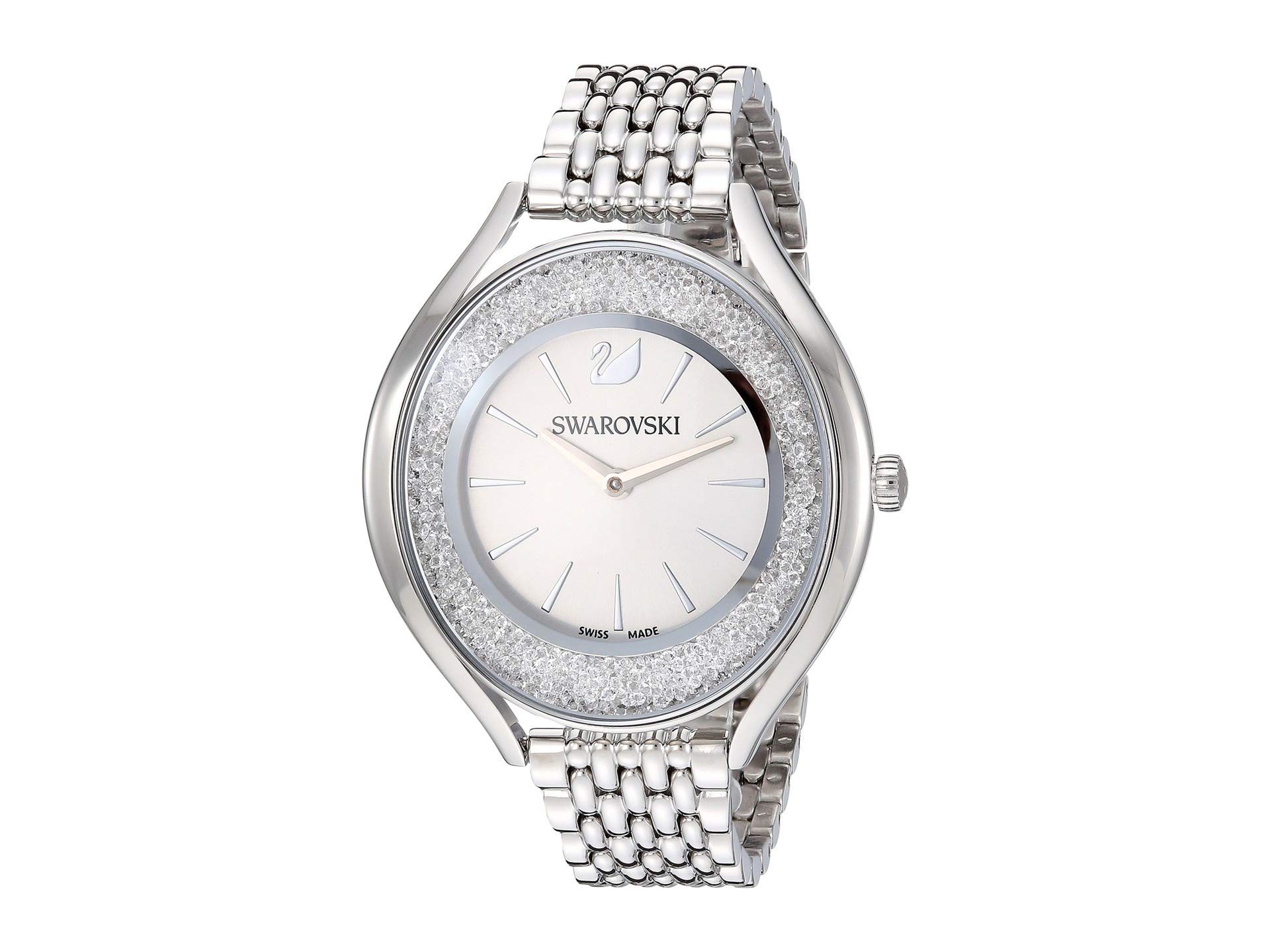 Stainless Steel Women Crystalline Aura Analog Watch Silver Tone White One Size