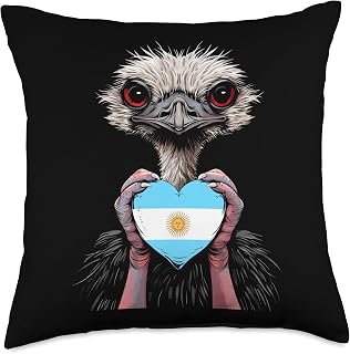 Ostrich Argentinian Flag Argentinian Roots Heart Argentina Throw Pillow